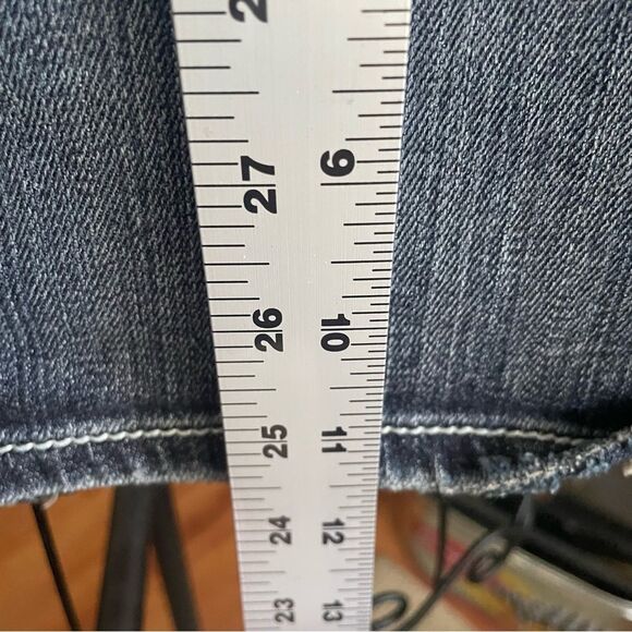 Maurices Embellished Y2K Micro Mini Whiskered Denim Jean Skirt Juniors 11/12 - Picture 13 of 13